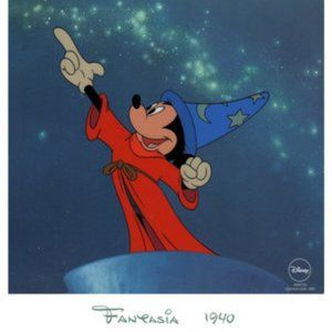 Vintage Disney Fantasia 1940 Sorcerer Mickey Limited Edition Sericel Framed Art
